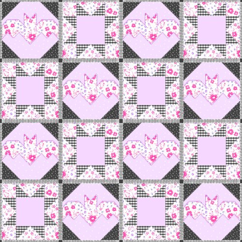 Purple and black patchwork with floral patchwork bats