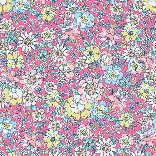 retro floral design on bright pink background