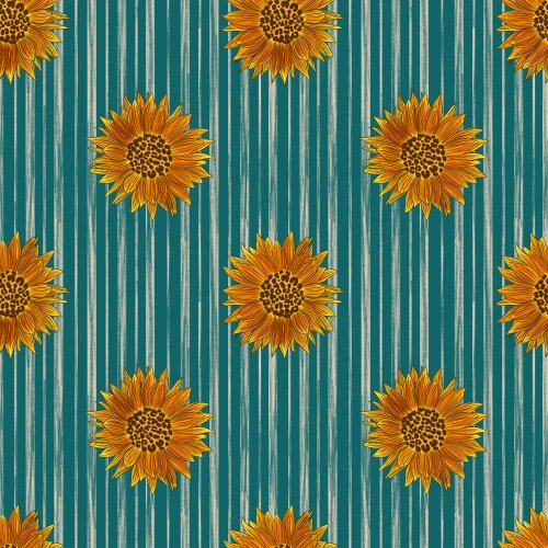 leopard print sunflowers on teal background