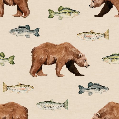 grizzly bear and fish design