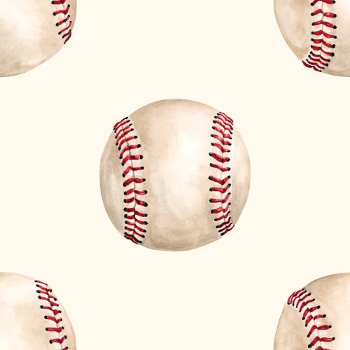 Watercolor baseball fabric design