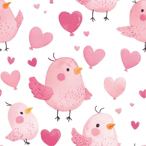 pink chicks with hearts