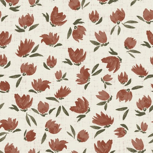 Blooming watercolor buds all over repeat in a textured background