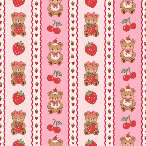 valentine's day stripes with bears and cherries