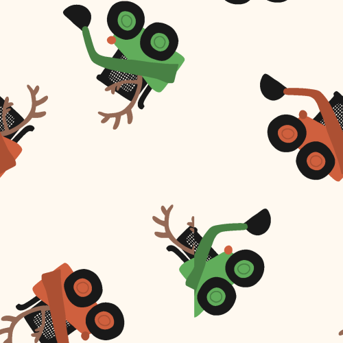 reindeer skidsteer construction trucks in red and green