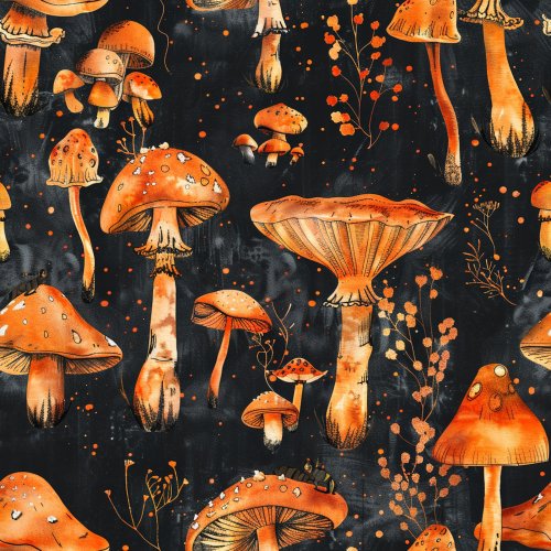 orange and black halloween mushrooms