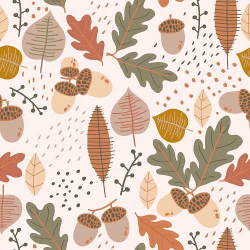 fall leaves and acorns