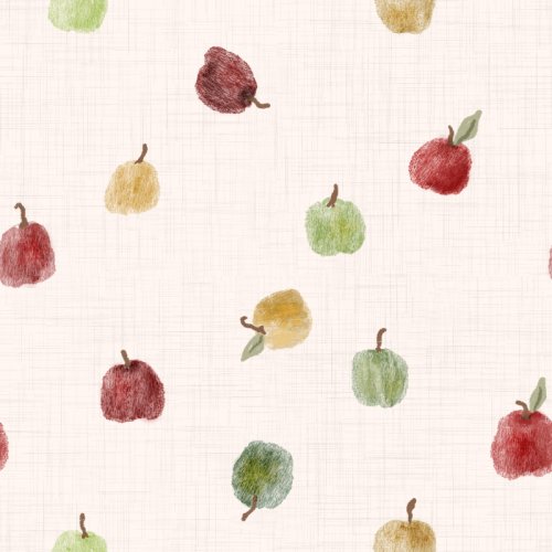 tossed hand drawn apples on cream background with texture