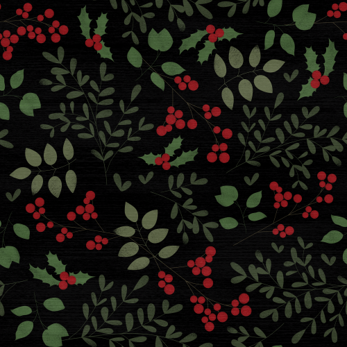 red and green floral on a black background