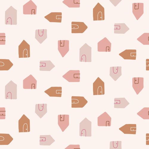 playful pattern design with cute tiny houses