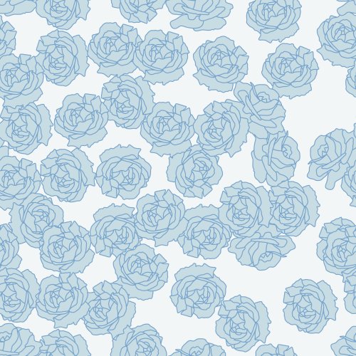 sketched rose design in blue and pink