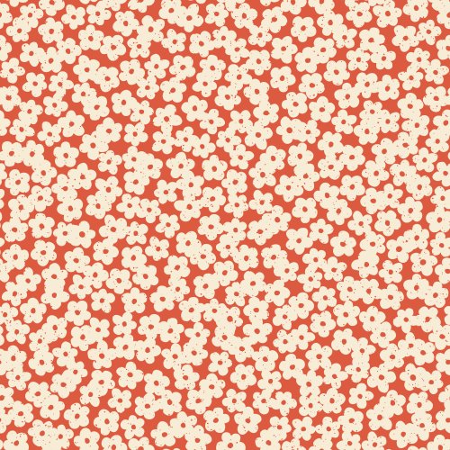 Dense all-over floral pattern with tiny white blossoms on a cobalt blue background, creating a delicate, textured look suitable as a subtle coordinating print