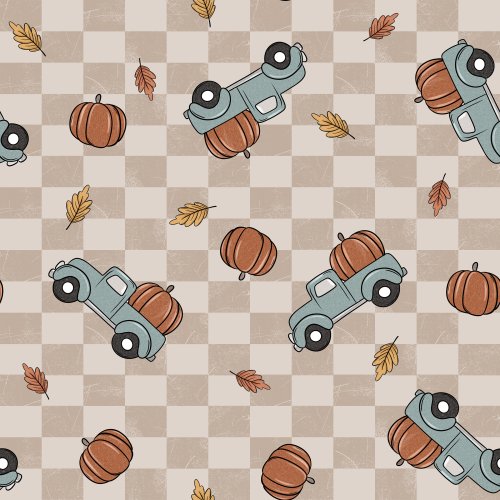 fall pumpkin truck with checker background