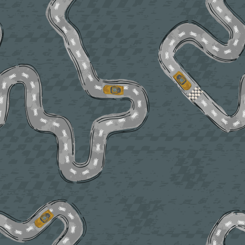 hand drawn race car track with race car and checkered flag background texture