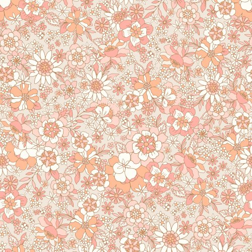 peach pink retro floral design