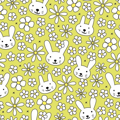 Cute bunnies and daisies for spring