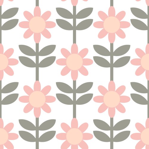 Geometric Daisy print with Blush petals 