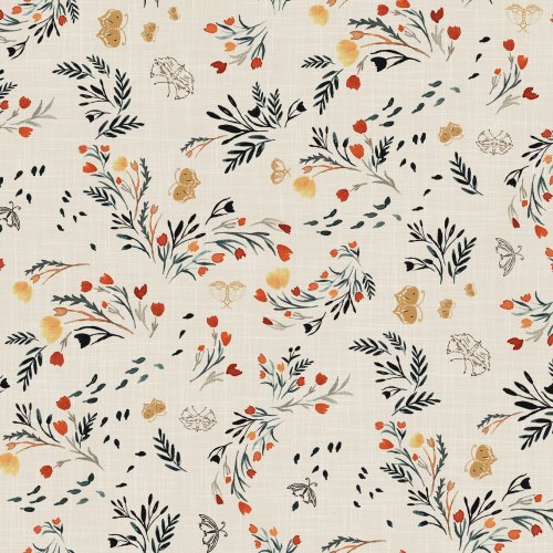 Fiorella Fable in Buttercup is a whimsical floral and woodland animal watercolor design perfect for boys and girls clothing and home decor from The Floral Beasts Collection by Deer Fiorella Design.