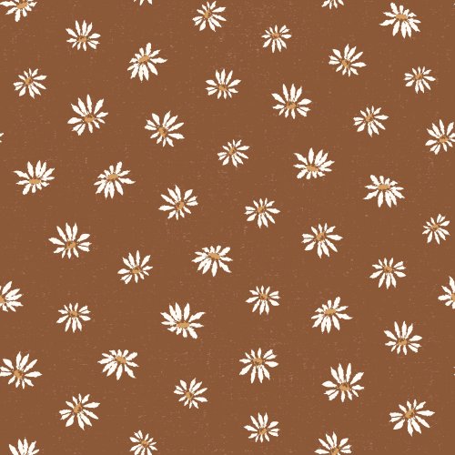 Whimsical daisies on a textured rust background