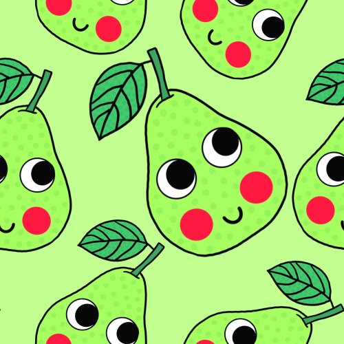 smiley face pears on lime green background