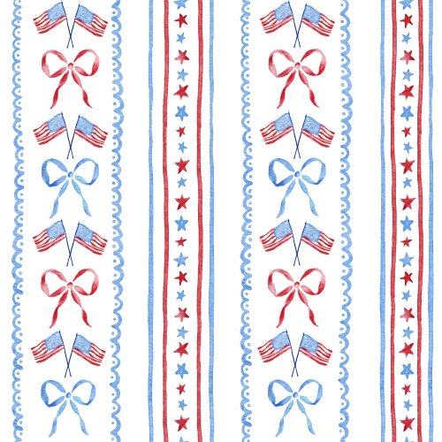 patriotic design with red white and blue stars and bows