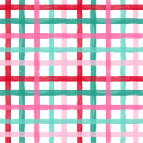 Painted plaid in shades of pink, green, and red 
