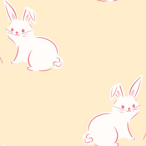 plain background with a simple repeat of illustrated bunnies