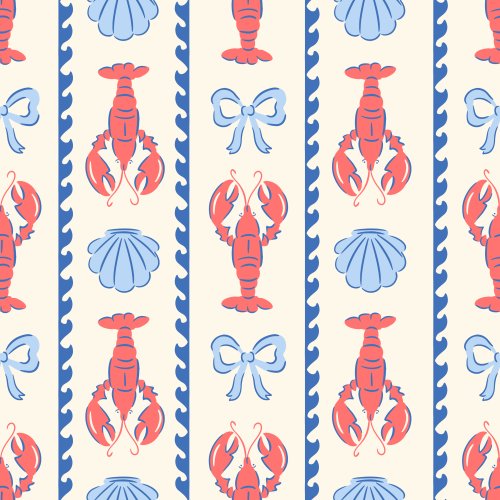 summer lobster, bows and seashells