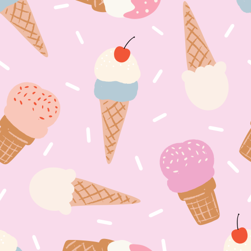 Tossed Ice Creams in various colours, cute summer prints