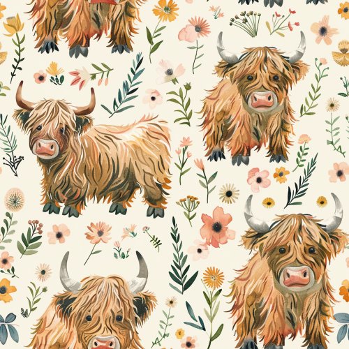 highland cow floral design