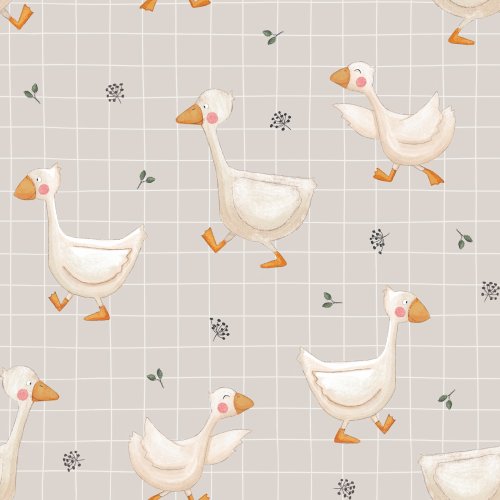 running goose on gray grid background