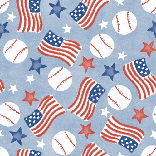 baseballs and american flags on blue background