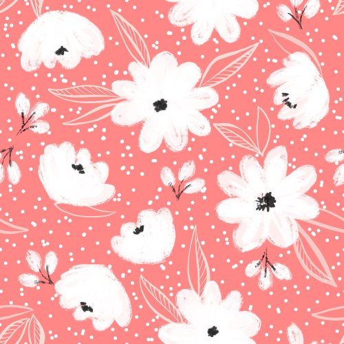 poppy flower design on pink background
