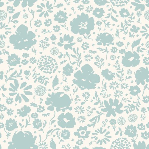 scattered abstract florals in green and cream tones for the Done in Love quilt kit