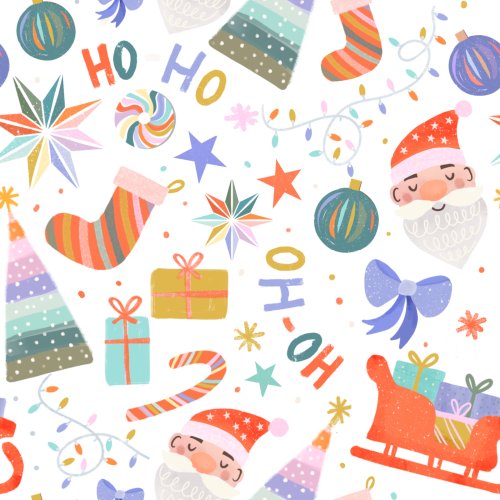 christmas design with santa, sleigh and presents