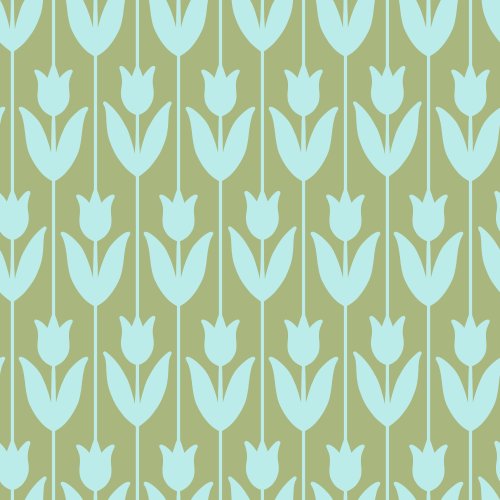 green silhouettes of tulips on a blue background