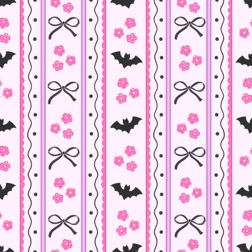 Vertical stripes with bats, bows, and florals
