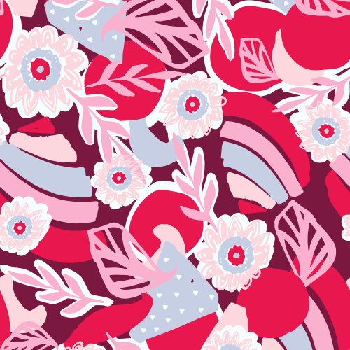 Cherry Berry Summer Tropical Paper Cutouts leaves and flowers in Blue, red, Pink and burgandy