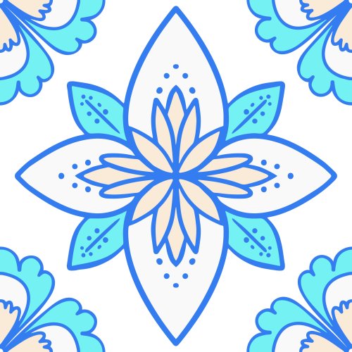 Simple geometric floral layout of two motifs repeated