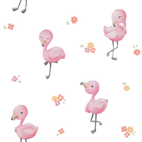 Pink Flamingo in White 