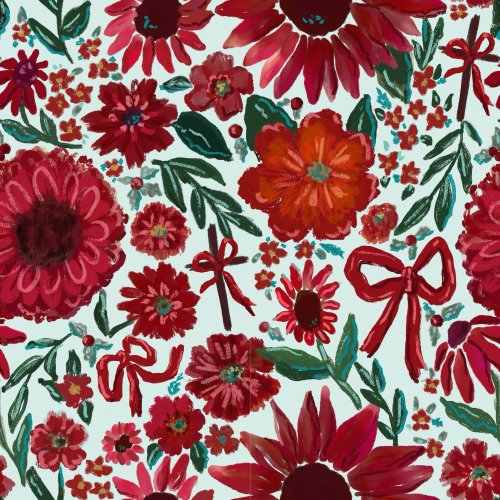 Bold pretty holiday floral for Christmas with crosses