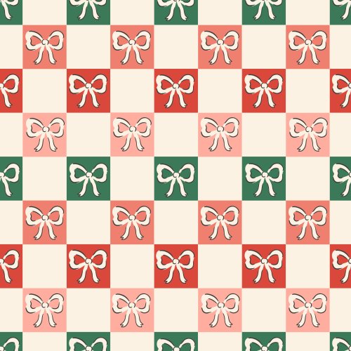 red and green christmas checkers with bows