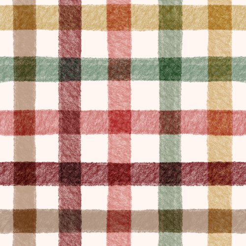 Autumn colored hand drawn plaid