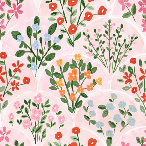 painted easter floral on pink background