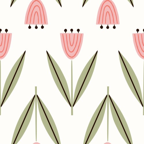 graphic modern two-directional floral pattern design print with abstract tulips