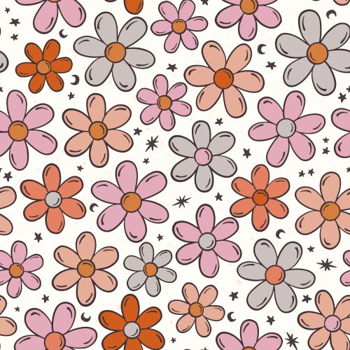 pink and peach daisies with stars