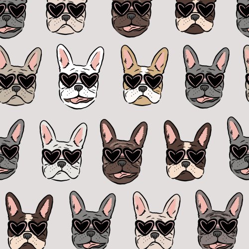 French Bulldogs in Valentines day heart glasses