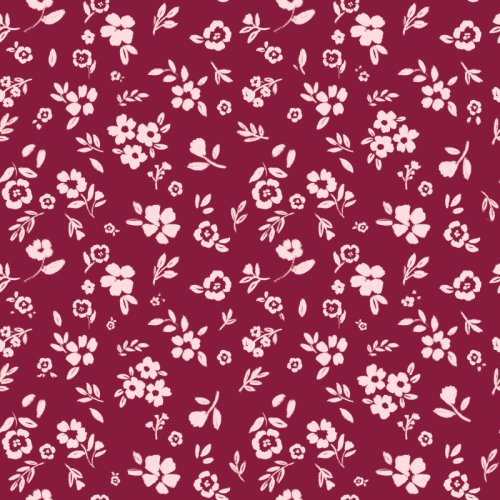 scattered dainty floral on cranberry red