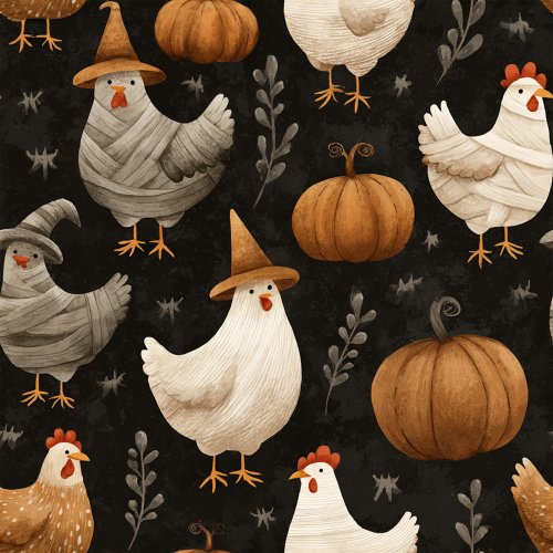 halloween witch chickens and pumpkins
