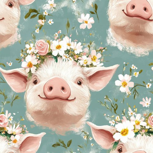 spring pig with flower crown